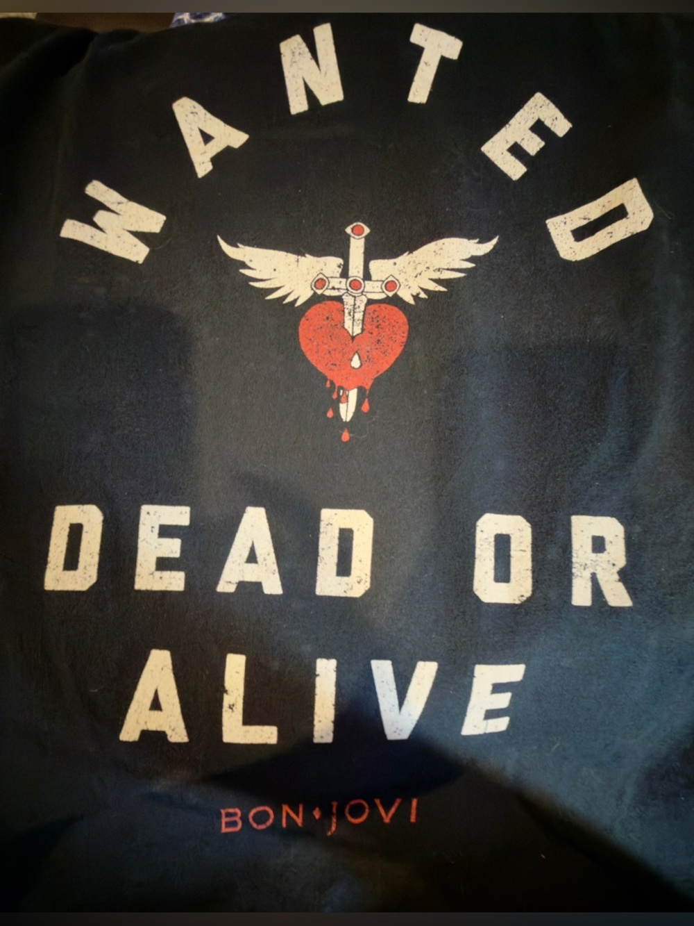 Bon Jovi DOUBLE SIDED Tee Shirt. Handmade w/crystals. Get your ROCK on! Mens M - Picture 2 of 4